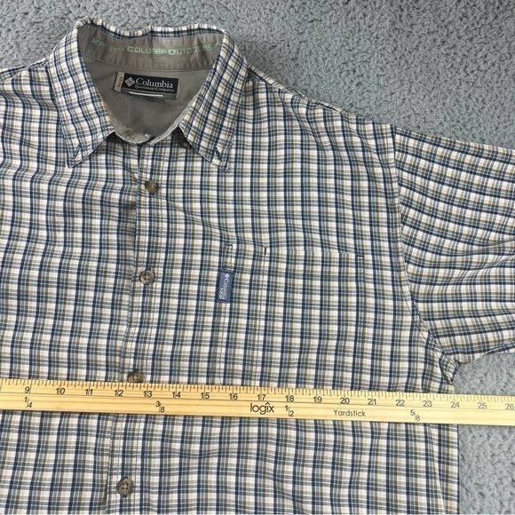 Columbia XCO Button Down Shirt Mens Sz Large Checker Long Sleeve Blues Greens - Picture 8 of 10